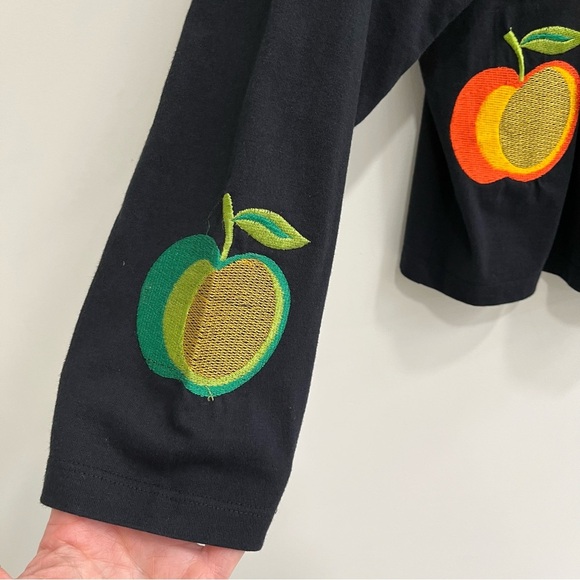 Michael Simon "lite" Black Cardigan Jacket Embroidered Fruit Novelty Print Large - Picture 3 of 8
